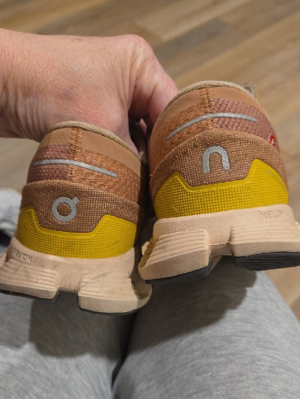 On Running Women's Brown Mesh Athletic Shoes with Yellow Accents - Picture 3 of 7